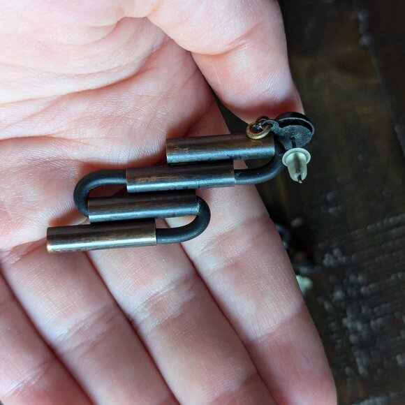 Vintage Metal Dangle Drop Earrings Industrial Avant Garde Grunge - Picture 6 of 6